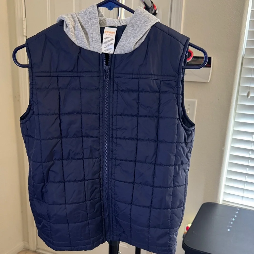 Gymboree Navy Blue Quilted Vest with Gray Hood